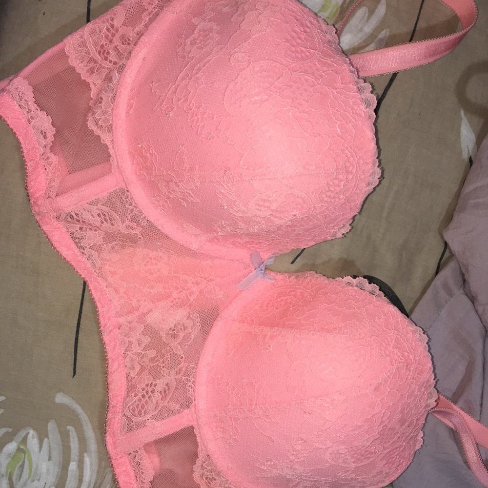 Corset Victoria secret bra 36DD, coral pink lace